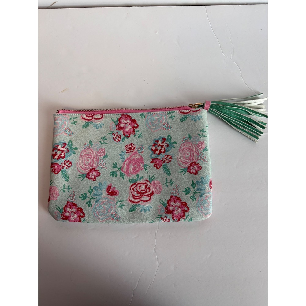 Cute Floral Clutch Pouch‎ Bag Makeup Cosmetic Zipper Tassel Green Pink Aqua